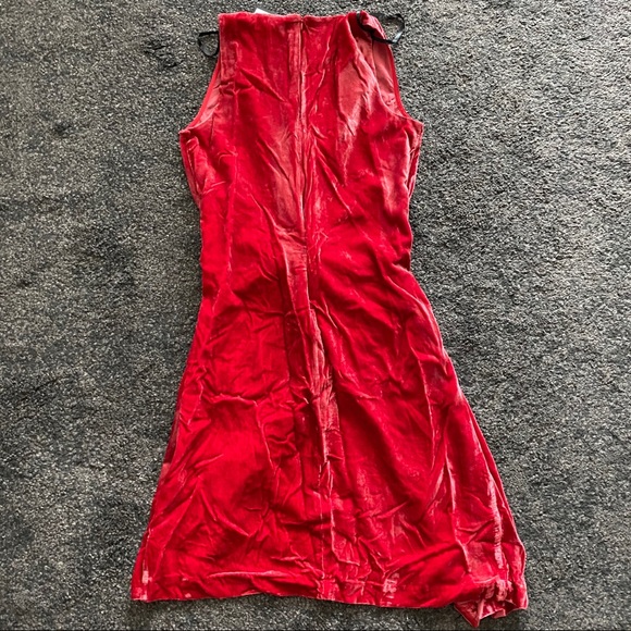 925 Kenneth Cole red velvet  faux wrap dress - Picture 5 of 5